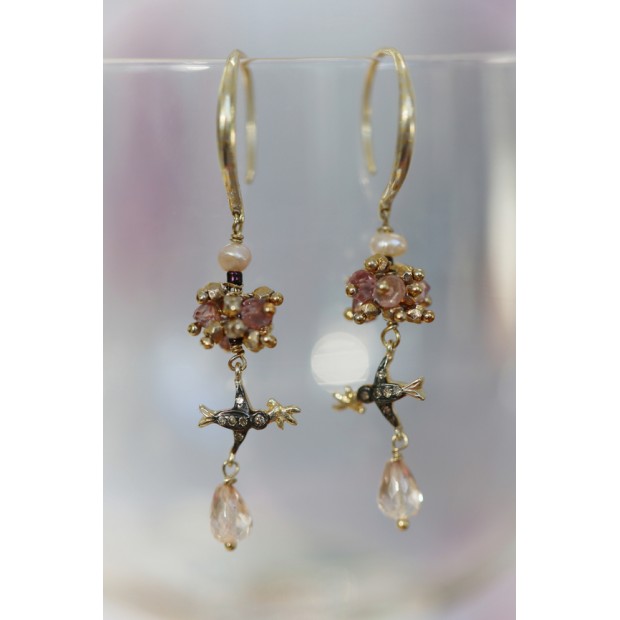 5 Octobre auksuoto sidabro auskarai su deimantais